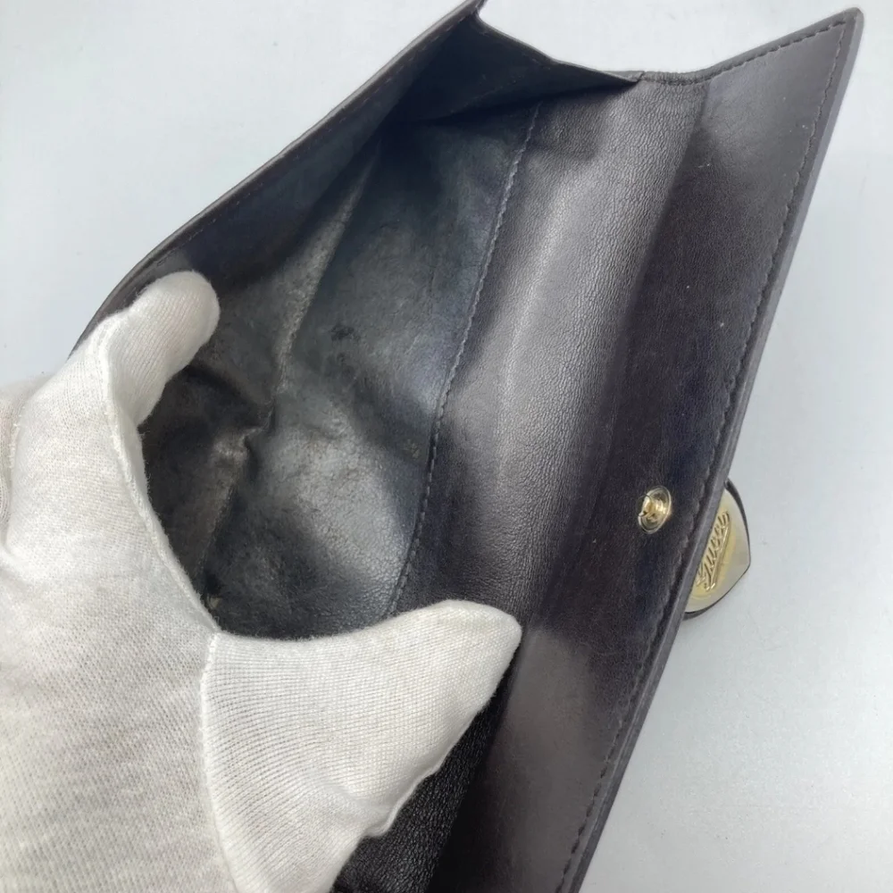 🤎🔹️GUCCI 🔹️ Leather long wallet Italy Guccissima heart Brown ✨️ - Picture 6 of 12